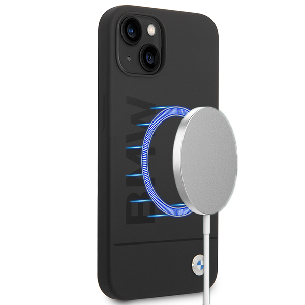 BMW BMHMP14MSLBLBK Apple iPhone 14 Plus / 15 Plus 6,7″ juodos spalvos kietas dėklas Silicone Signature Logo M aprašymas - Prekės nuotrauka