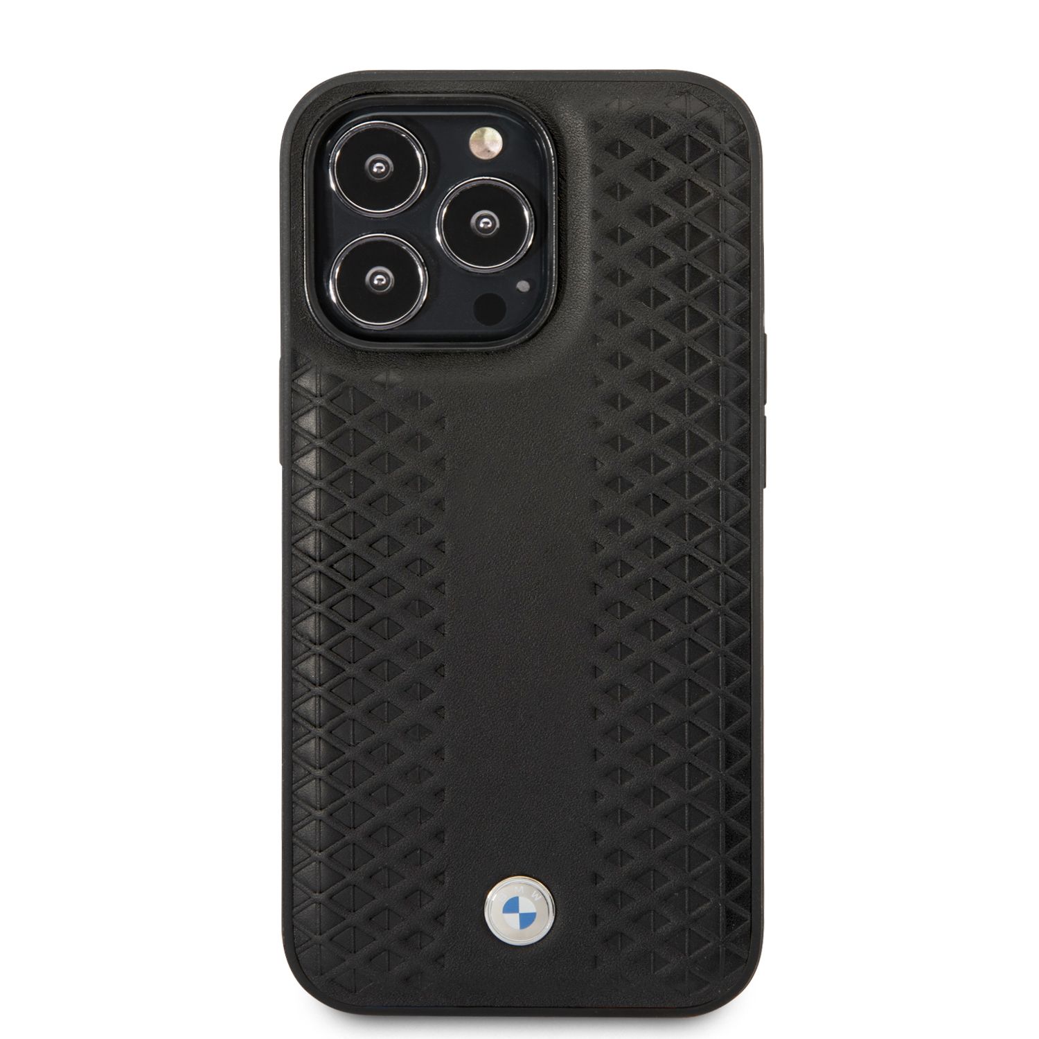 BMW BMHMP14X22RFGK dėklas iPhone 14 Pro Max 6.7″ juodos spalvos odinis su deimantiniu raštu MagSafe aprašymas - Prekės nuotrauka