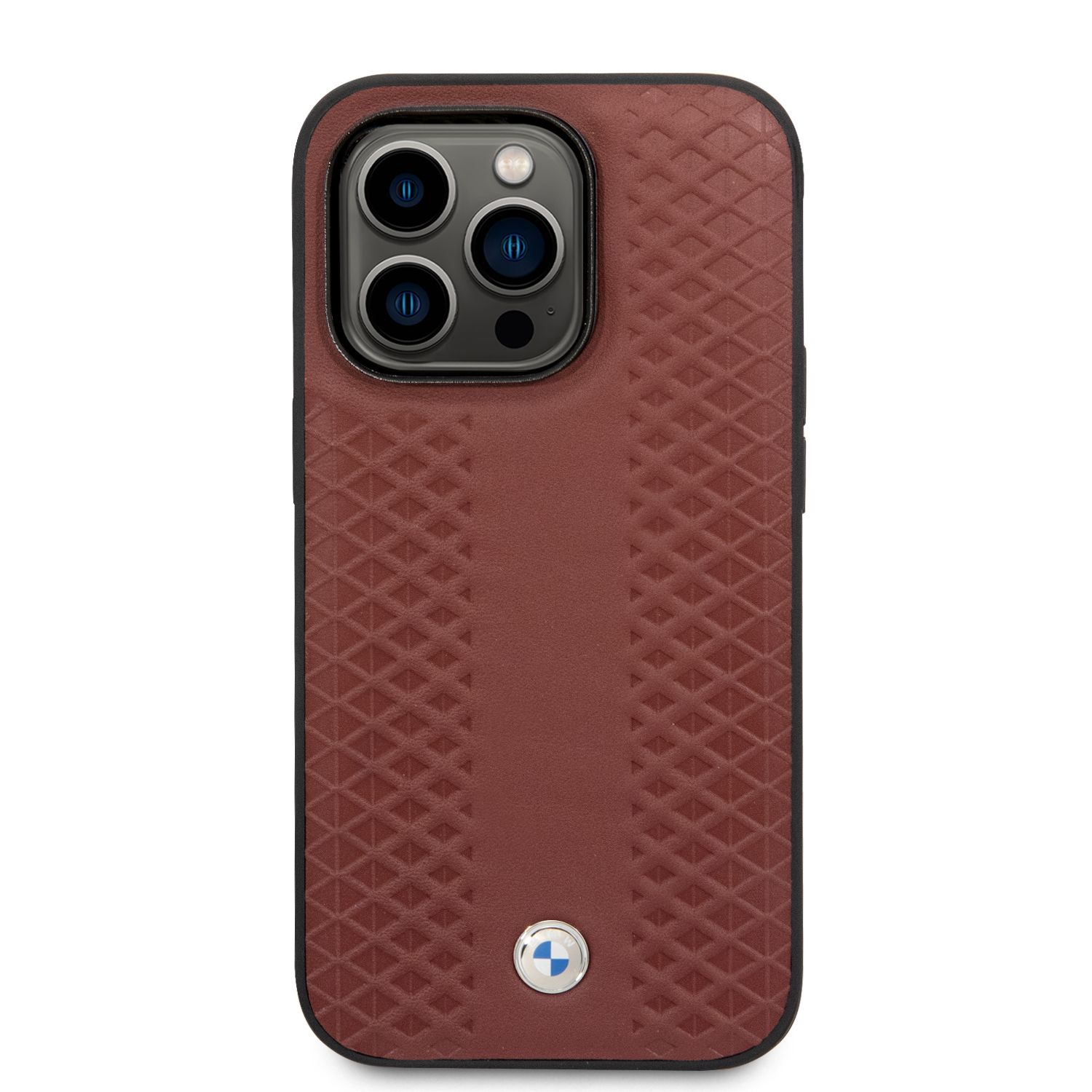 BMW BMHMP14X22RFGR dėklas iPhone 14 Pro Max 6.7″ bordo spalvos odinis su deimantiniu raštu MagSafe aprašymas - Prekės nuotrauka