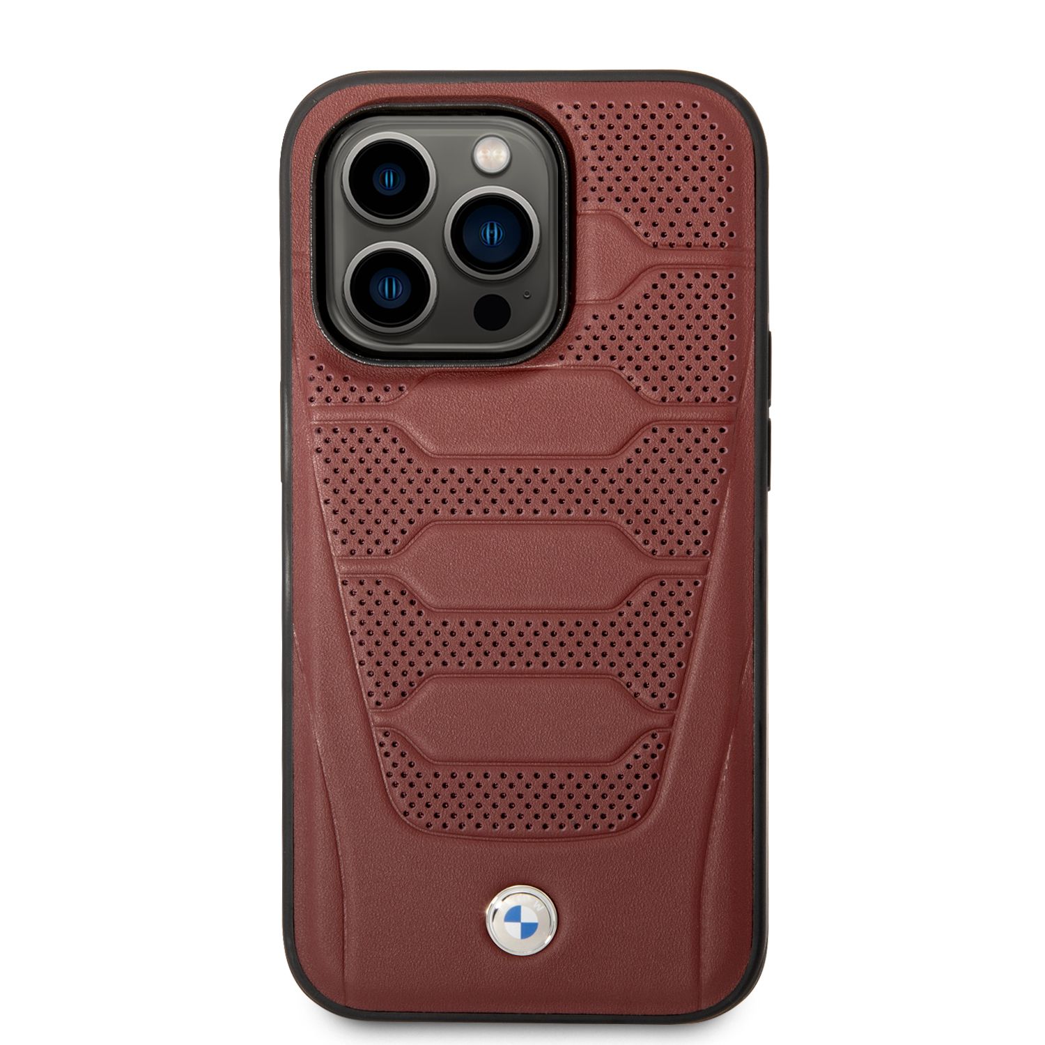 BMW BMHMP14X22RPSR dėklas Apple iPhone 14 Pro Max 6.7″ burgundy Leather Seats Pattern MagSafe aprašymas - Prekės nuotrauka