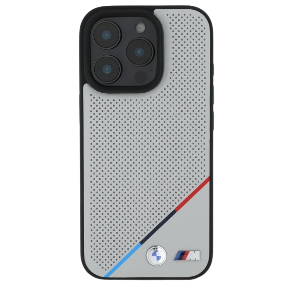 BMW BMHMP16L23 PUPDG Apple iPhone 16 Pro 6.3″ pilkas kietas dėklas M Perforated Tricolor Line MagSafe aprašymas - Prekės nuotrauka