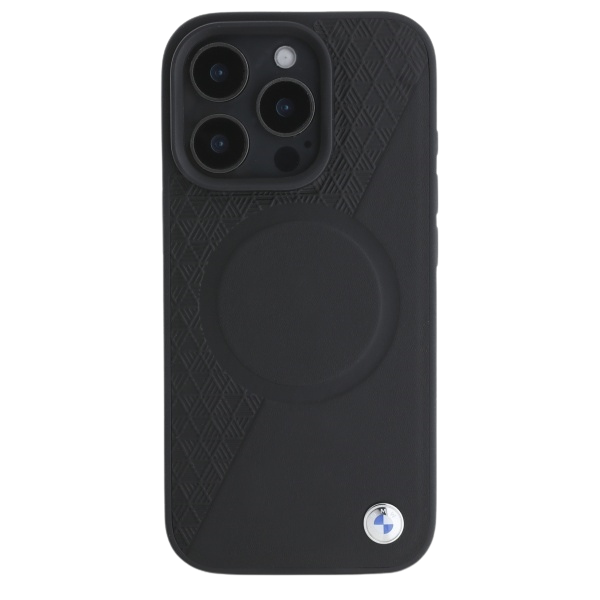 BMW BMHMP16X23RTPK iPhone 16 Pro Max 6.9″ juodos spalvos kietas dėklas Sign Leather Half Textured And Circle MagSafe aprašymas - Prekės nuotrauka