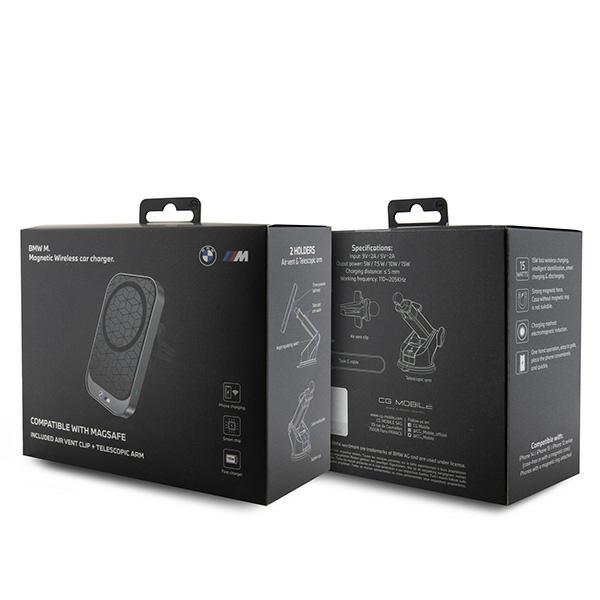 BMW indukcinis laikiklis BMMWCCMPGPK 15W prietaisų skydeliui / priekiniam stiklui / ventiliacijos grotelėms, juodos spalvos, MagSafe M Edition aprašymas - Prekės nuotrauka