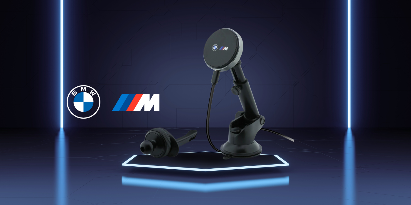 BMW M Edition 25W Qi2 MagSafe belaidžio įkrovimo automobilinis laikiklis prietaisų skydeliui / priekiniam stiklui / ventiliacijos grotelėms, juodas aprašymas - Prekės nuotrauka