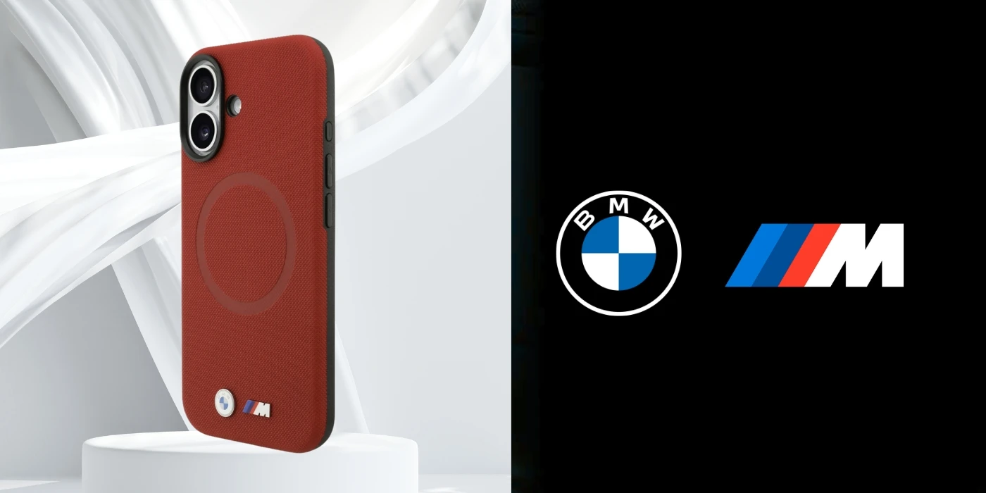 BMW M FW Metal Logo MagSafe dėklas skirtas Apple iPhone 17 raudonos spalvos aprašymas - Prekės nuotrauka