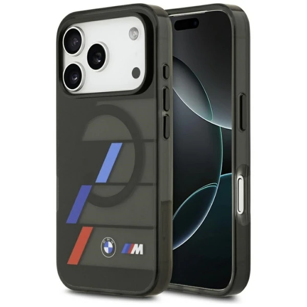 BMW M IML Metal Mygtukai Tricolor Lines MagSafe dėklas skirtas Apple iPhone 17 Pro Juodas aprašymas - Prekės nuotrauka