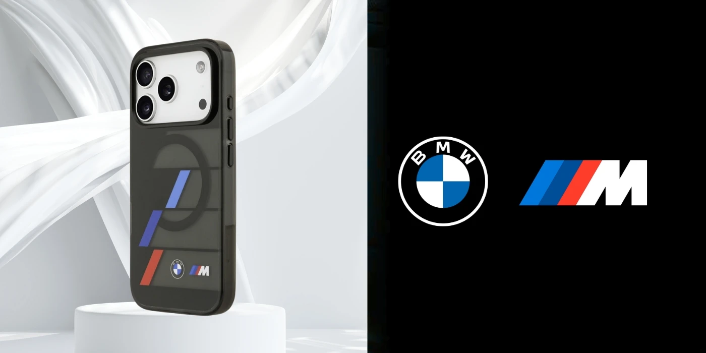 BMW M IML Metal Mygtukai Tricolor Lines MagSafe dėklas skirtas Apple iPhone 17 Pro Max Juodas aprašymas - Prekės nuotrauka