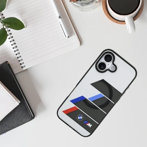 BMW M IML Metal Mygtukai Tricolor Lines MagSafe dėklas skirtas Apple iPhone 17 Anthracite aprašymas - Prekės nuotrauka