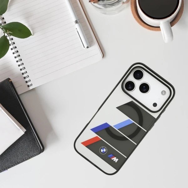 BMW M IML Metal Mygtukai Tricolor Lines MagSafe dėklas skirtas Apple iPhone 17 Pro Max Anthracite aprašymas - Prekės nuotrauka