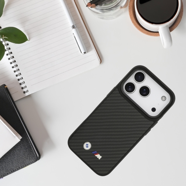 BMW M Kevlar Matt MagSafe dėklas Apple iPhone 17 Pro juodos spalvos aprašymas - Prekės nuotrauka