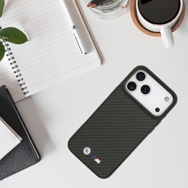 BMW M Kevlar Matt MagSafe dėklas Apple iPhone 17 Pro Max juodos spalvos aprašymas - Prekės nuotrauka