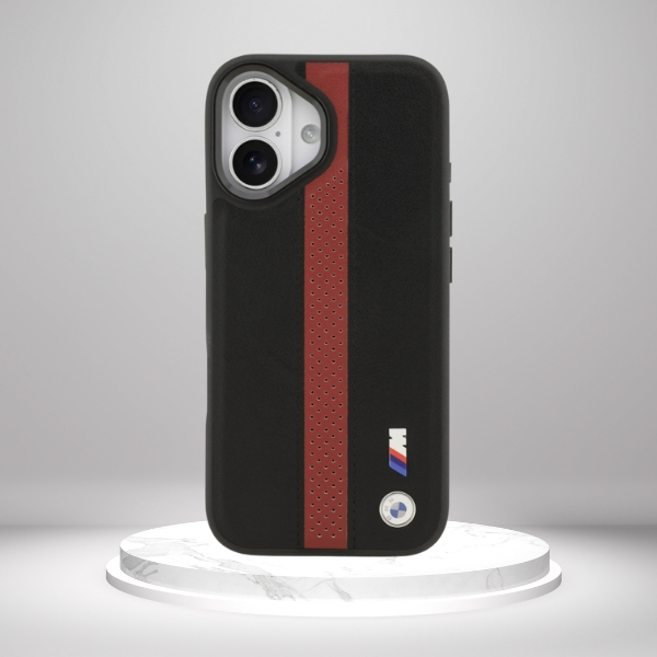 BMW M Perforated Stripe Logo MagSafe Dėklas for iPhone 17 Raudona aprašymas - Prekės nuotrauka