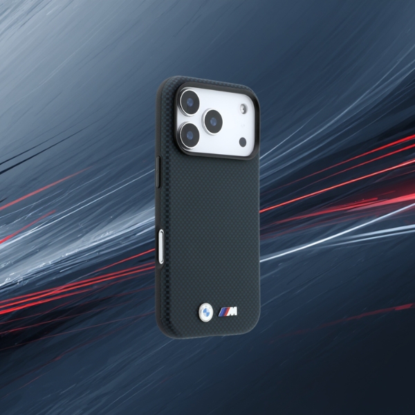 BMW M Quadrille Kevlar metalinis logotipas MagSafe dėklas, skirtas iPhone 18 Pro Max / 17 Pro Max, tamsiai mėlynas aprašymas - Prekės nuotrauka
