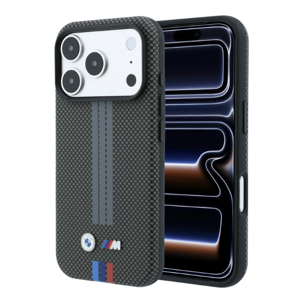 BMW M Quadrille Kevlar Tricolor Print Lines MagSafe dėklas, skirtas iPhone 18 Pro / 17 Pro, antracito spalvos aprašymas - Prekės nuotrauka