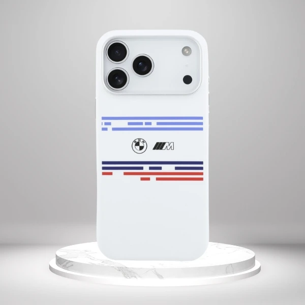 BMW M Silicon Horizontal Line MagSafe Dėklas skirtas Apple iPhone 17 Pro Max baltos spalvos aprašymas - Prekės nuotrauka