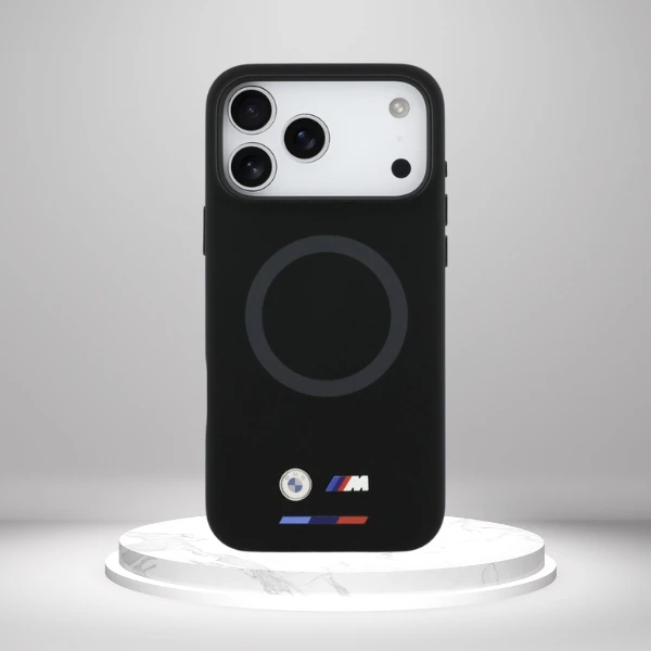 BMW M Silicon Logo MagSafe Dėklas skirtas Apple iPhone 17 Pro Max juodos spalvos aprašymas - Prekės nuotrauka