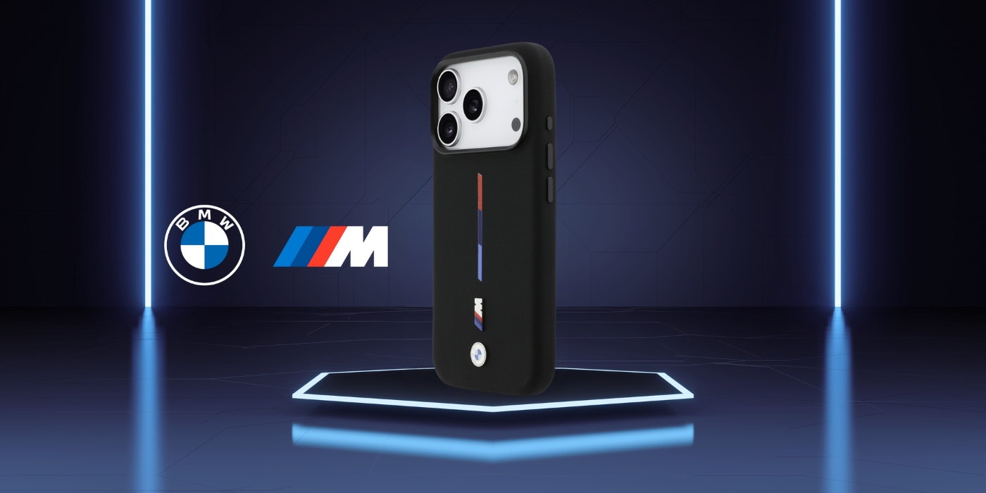 BMW M Silicon Tricolor Line MagSafe Dėklas skirtas Apple iPhone 17 Pro juodos spalvos aprašymas - Prekės nuotrauka