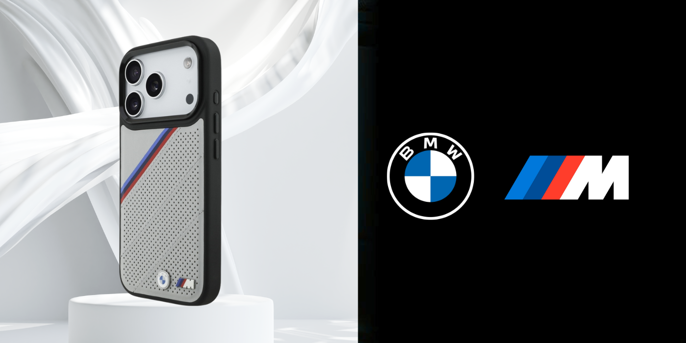 BMW M Tricolor Metal Logo MagSafe dėklas Apple iPhone 17 Pro pilkos spalvos aprašymas - Prekės nuotrauka