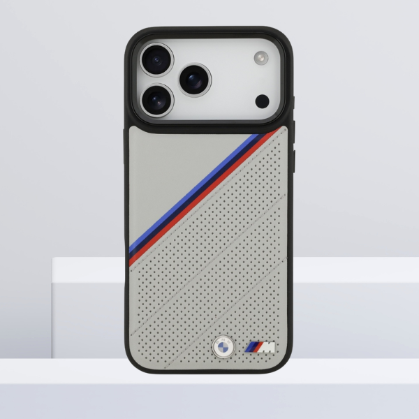 BMW M Tricolor Metal Logo MagSafe dėklas Apple iPhone 17 Pro Max pilkos spalvos aprašymas - Prekės nuotrauka