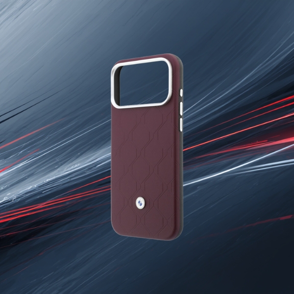 BMW Quilted Pattern Metal Logo dėklas + piniginės rinkinys, skirtas iPhone 18 Pro / 17 Pro, bordo spalvos aprašymas - Prekės nuotrauka