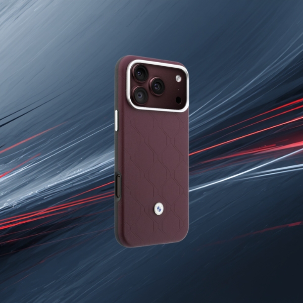 BMW Quilted Pattern Metal Logo dėklas + piniginės rinkinys, skirtas iPhone 18 Pro / 17 Pro, bordo spalvos aprašymas - Prekės nuotrauka