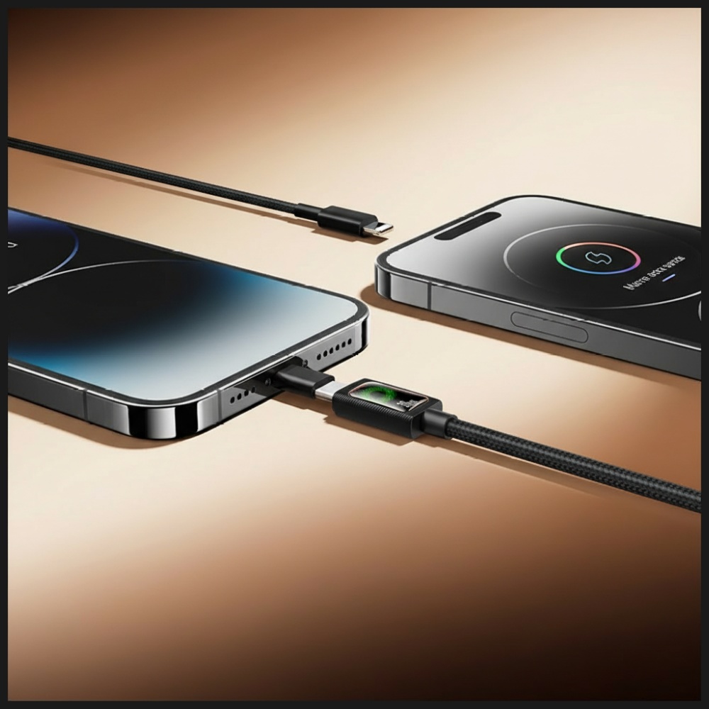 Cable USAMS U92 30W USB-C į Lightning 1.2m juodos spalvos aprašymas - Prekės nuotrauka
