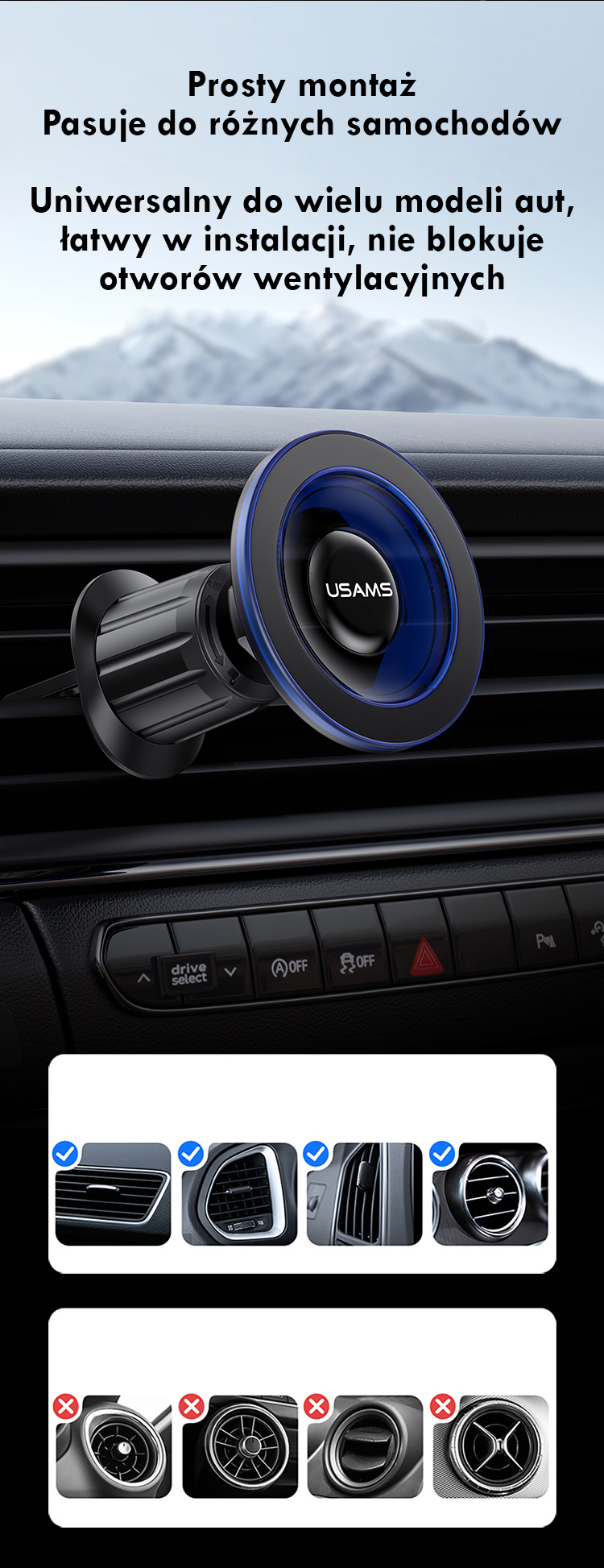 Automobilinis laikiklis USAMS ZJ081 magnetinis, skirtas oro išleidimo angai aprašymas - Prekės nuotrauka Automobilinis laikiklis USAMS ZJ081 magnetinis, skirtas oro išleidimo angai aprašymas - Prekės nuotrauka