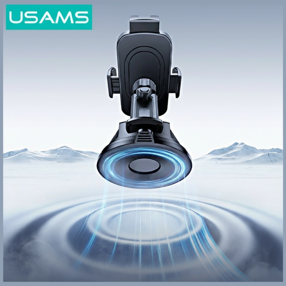 Car holder USAMS ZJ086 for windshield/dashboard juodos spalvos aprašymas - Prekės nuotrauka
