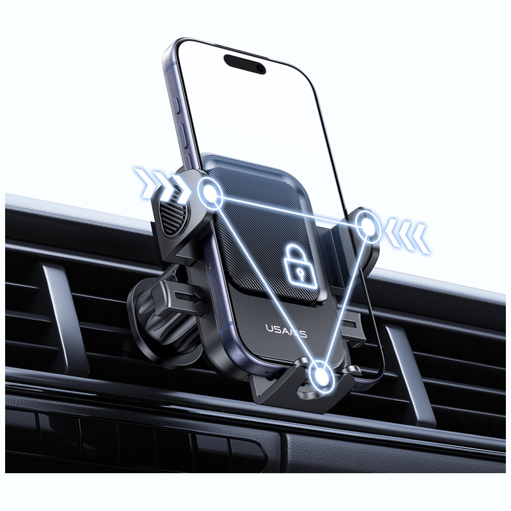 Car Mount for Air Vent USAMS One-touch juodos spalvos aprašymas - Prekės nuotrauka Car Mount for Air Vent USAMS One-touch juodos spalvos aprašymas - Prekės nuotrauka