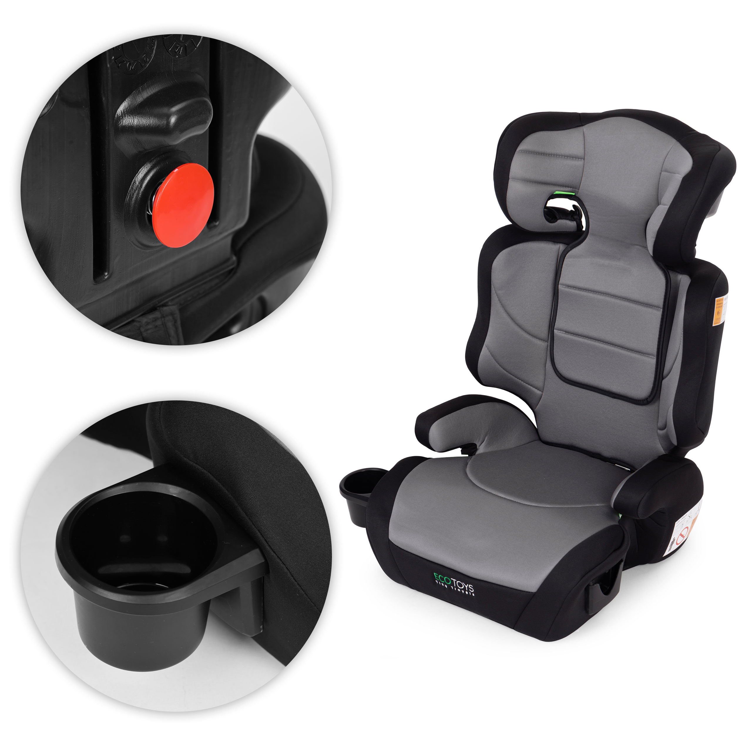 Car Seat for Children 2-in-1 Booster i-SIZE Height 100-150 cm Cup Holder ECOTOYS aprašymas - Prekės nuotrauka