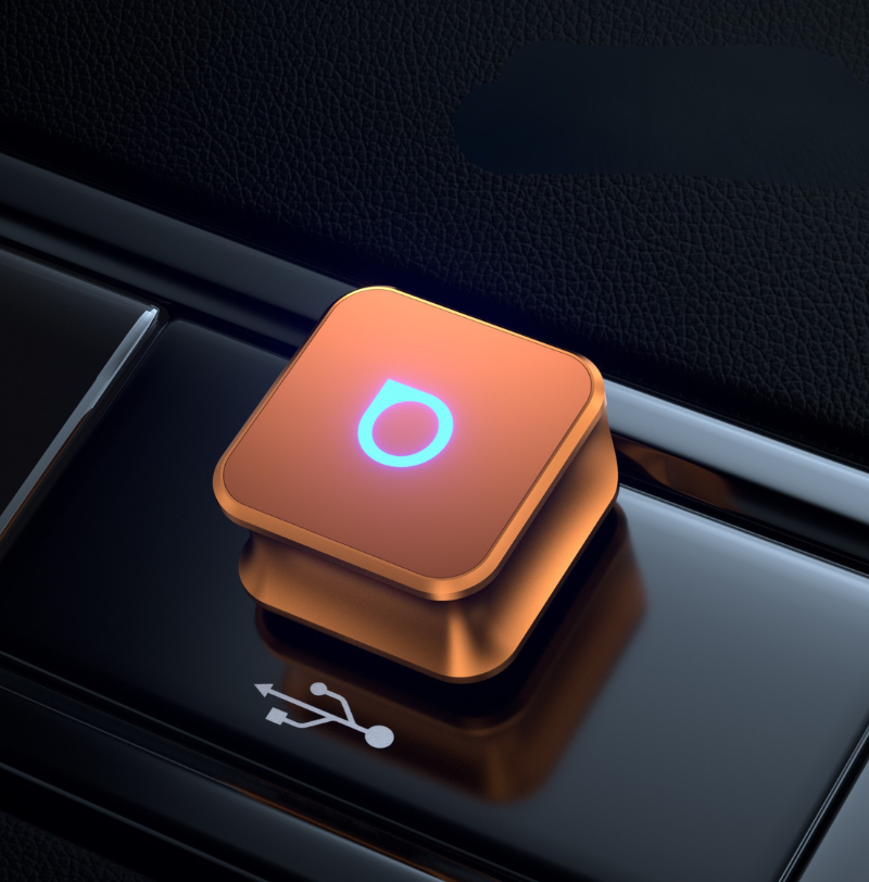 Automobilinis siųstuvas Ottocast CP88-T Mini Cube Bluetooth oranžinis aprašymas - Prekės nuotrauka