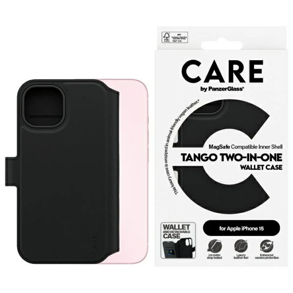 Panzer Glass CARE by PanzerGlass Feature Tango 2w1 Wallet MagSafe Apple iPhone 15 - dėklas telefonui juodos spalvos aprašymas - Prekės nuotrauka Panzer Glass CARE by PanzerGlass Feature Tango 2w1 Wallet MagSafe Apple iPhone 15 - dėklas telefonui juodos spalvos aprašymas - Prekės nuotrauka