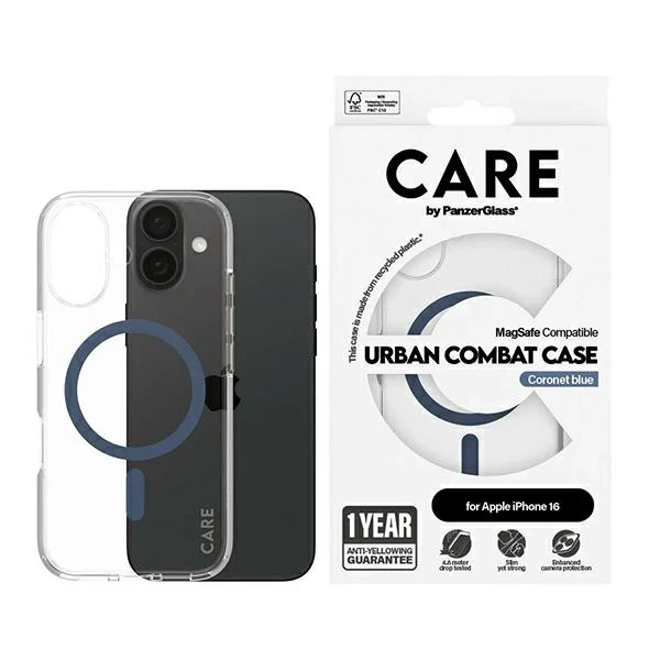 Panzer Glass CARE by PanzerGlass Flagship Apple iPhone 16 6.1" dėklas telefonui mėlynos spalvos/dėklas telefonui mėlynos spalvos MagSafe 1365 aprašymas - Prekės nuotrauka