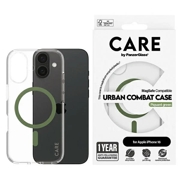 Panzer Glass CARE by PanzerGlass Flagship Apple iPhone 16 6.1" dėklas telefonui žalios spalvos/dėklas telefonui žalios spalvos MagSafe 1369 aprašymas - Prekės nuotrauka