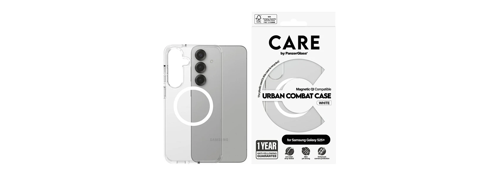 Dėklas Panzer Glass PRIEŽIŪRA Nugaros apsauga | Samsung | Galaxy S25+ | Perdirbtas plastikas | Baltas aprašymas - Prekės nuotrauka Dėklas Panzer Glass PRIEŽIŪRA Nugaros apsauga | Samsung | Galaxy S25+ | Perdirbtas plastikas | Baltas aprašymas - Prekės nuotrauka