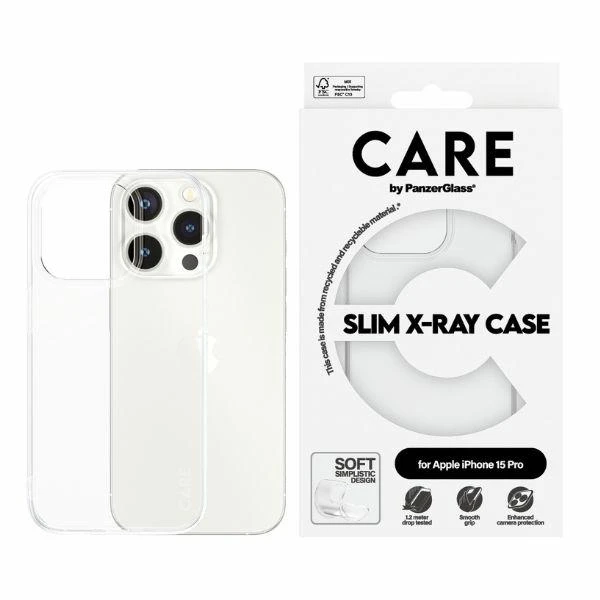 Panzer Glass CARE by PanzerGlass Slim X-Ray Apple iPhone 15 Pro - dėklas telefonui skaidrus aprašymas - Prekės nuotrauka Panzer Glass CARE by PanzerGlass Slim X-Ray Apple iPhone 15 Pro - dėklas telefonui skaidrus aprašymas - Prekės nuotrauka