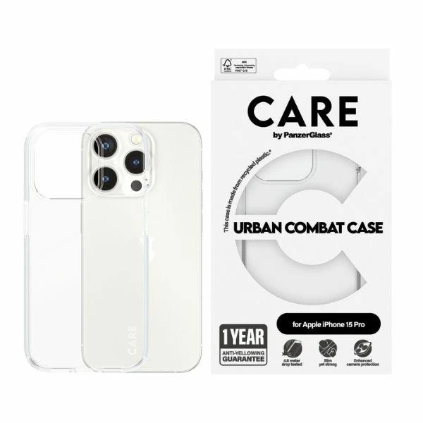 Panzer Glass CARE by PanzerGlass Urban Combat Apple iPhone 15 Pro - dėklas telefonui skaidrus aprašymas - Prekės nuotrauka Panzer Glass CARE by PanzerGlass Urban Combat Apple iPhone 15 Pro - dėklas telefonui skaidrus aprašymas - Prekės nuotrauka