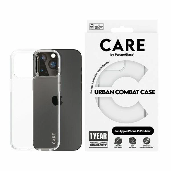 Panzer Glass CARE by PanzerGlass Urban Combat Apple iPhone 15 Pro Max - dėklas telefonui skaidrus aprašymas - Prekės nuotrauka Panzer Glass CARE by PanzerGlass Urban Combat Apple iPhone 15 Pro Max - dėklas telefonui skaidrus aprašymas - Prekės nuotrauka