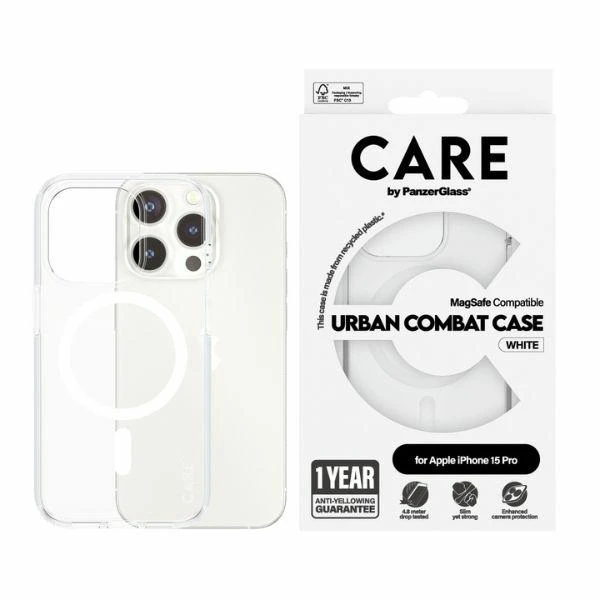 Panzer Glass CARE by PanzerGlass Urban Combat MagSafe Apple iPhone 15 Pro - dėklas telefonui baltos spalvos aprašymas - Prekės nuotrauka Panzer Glass CARE by PanzerGlass Urban Combat MagSafe Apple iPhone 15 Pro - dėklas telefonui baltos spalvos aprašymas - Prekės nuotrauka