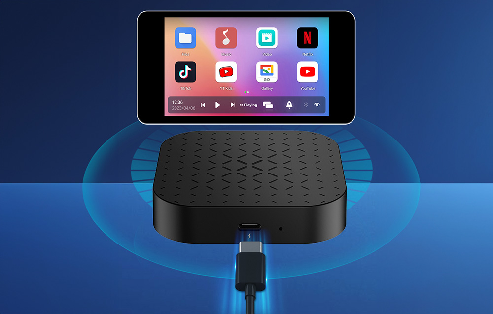 Carlinkit Tbox Basic 2+16G belaidis adapteris Carplay/Android juodos spalvos aprašymas - Prekės nuotrauka