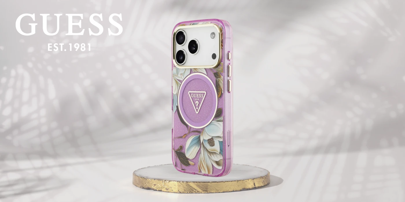 Dėklas Case Guess IML Glitter Flowers Triangle MagSafe for Apple iPhone 17 Pro Max violetinė aprašymas - Prekės nuotrauka Dėklas Case Guess IML Glitter Flowers Triangle MagSafe for Apple iPhone 17 Pro Max violetinė aprašymas - Prekės nuotrauka