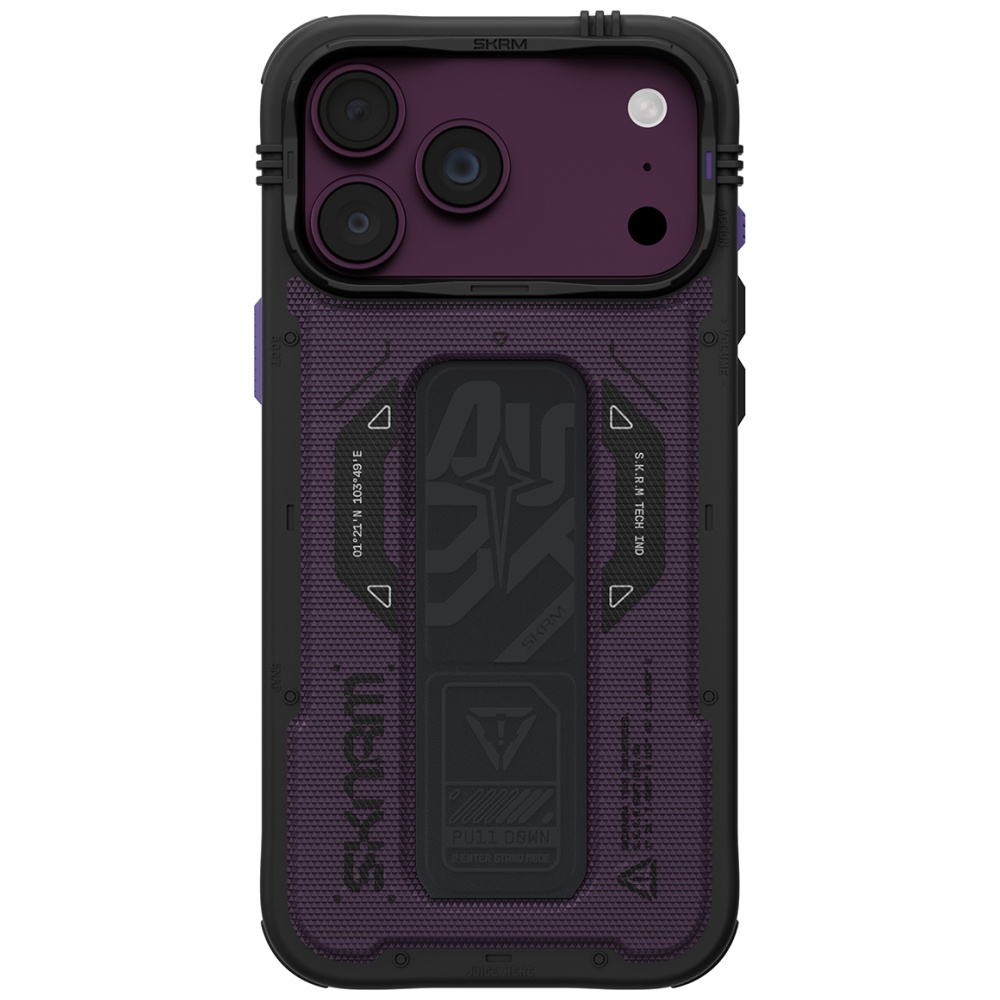 Dėklas Case Skinarma Phantom MagSafe + Grip Stand for iPhone 18 Pro Max / 17 Pro Max burgundy aprašymas - Prekės nuotrauka