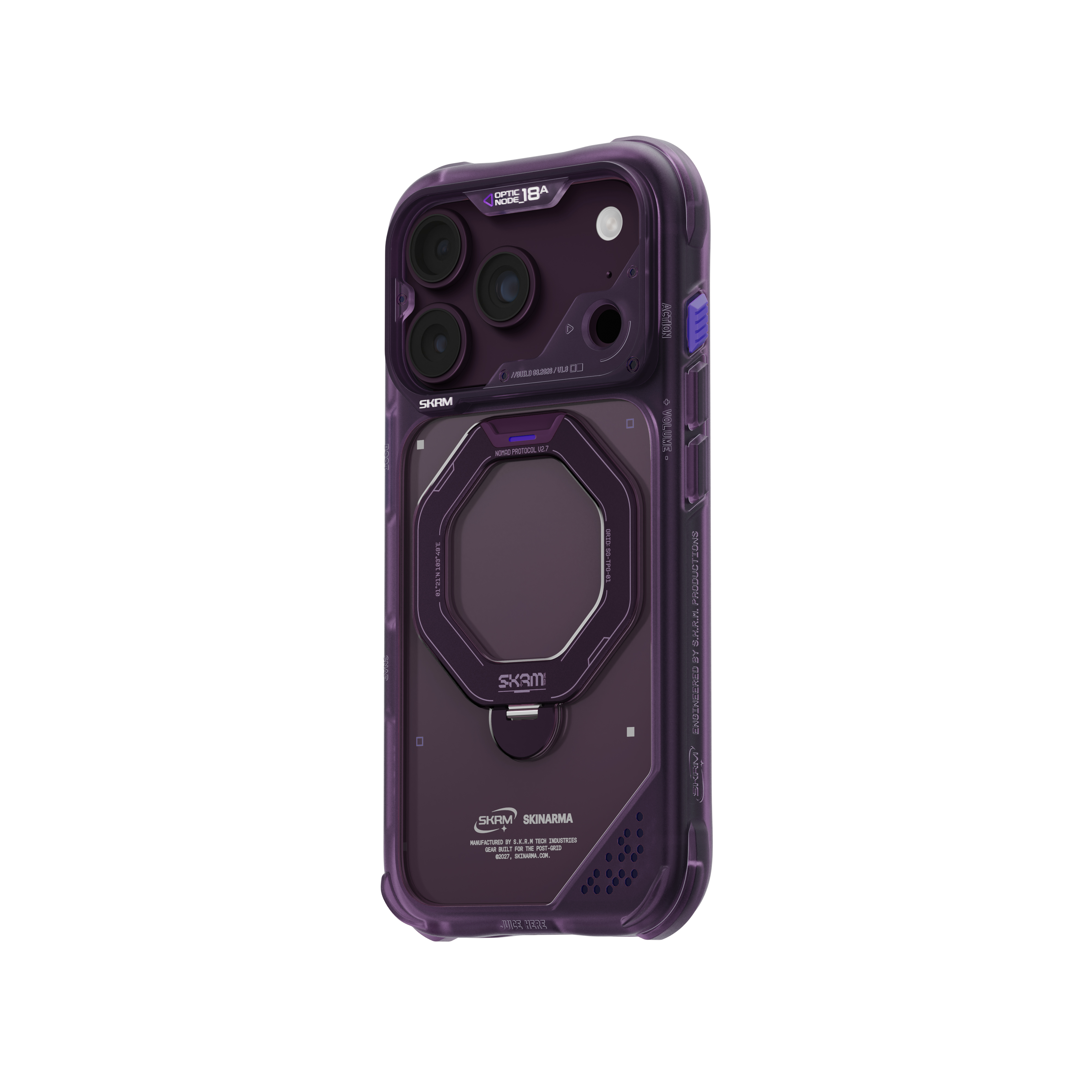 Dėklas Case Skinarma Saturn MagSafe + Rotating Kick Stand for iPhone 18 Pro / 17 Pro burgundy aprašymas - Prekės nuotrauka