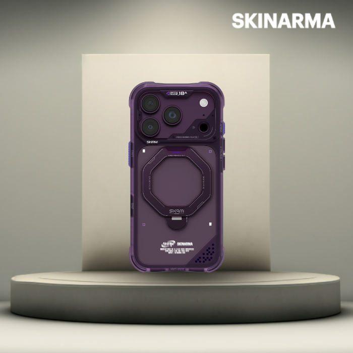 Dėklas Case Skinarma Saturn MagSafe + Rotating Kick Stand for iPhone 18 Pro / 17 Pro burgundy aprašymas - Prekės nuotrauka