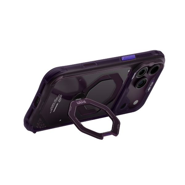 Dėklas Case Skinarma Saturn MagSafe + Rotating Kick Stand do iPhone 18 Pro Max / 17 Pro Max Burgundy aprašymas - Prekės nuotrauka