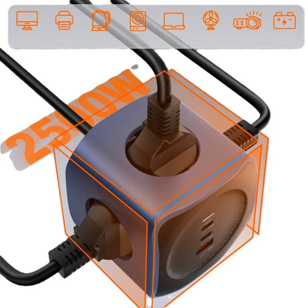 Beline Cellline Power Socket Cube 6in1 2500W USB/2xUSB-C 65W mėlynas aprašymas - Prekės nuotrauka Beline Cellline Power Socket Cube 6in1 2500W USB/2xUSB-C 65W mėlynas aprašymas - Prekės nuotrauka