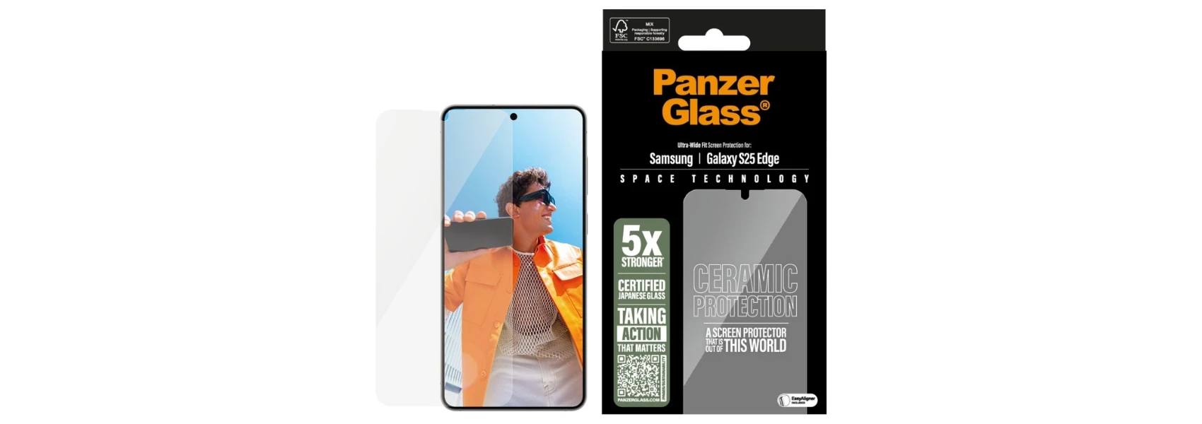 Panzer Glass Ceramic glass PanzerGlass Ultra-Wide Fit skirtas Samsung Galaxy S25 Edge aprašymas - Prekės nuotrauka
