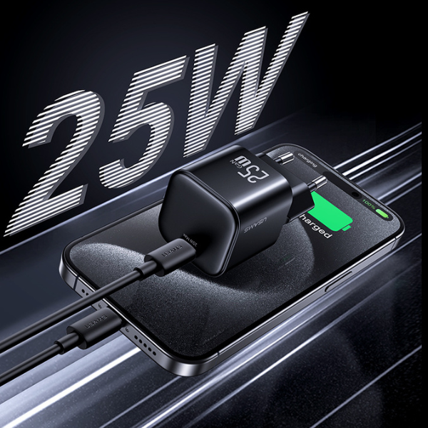 Charger USAMS JC Series CC289 25W GaN Mini Fast Charger USB-C juodos spalvos aprašymas - Prekės nuotrauka Charger USAMS JC Series CC289 25W GaN Mini Fast Charger USB-C juodos spalvos aprašymas - Prekės nuotrauka