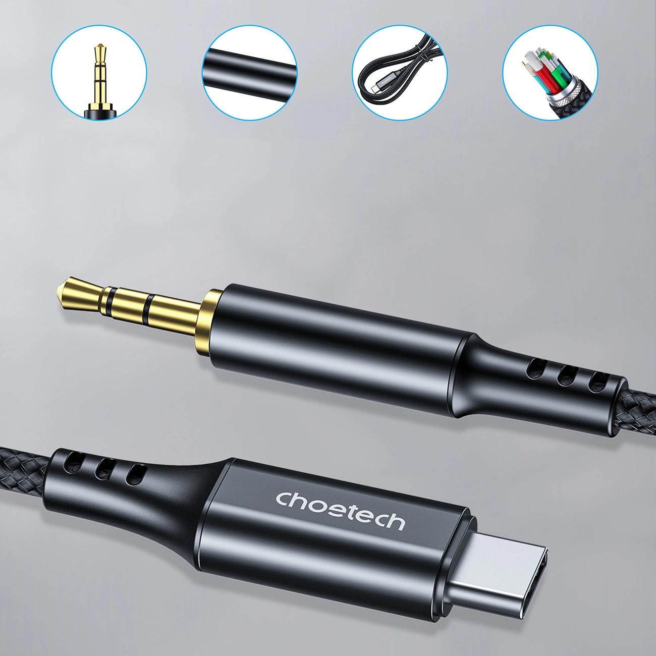 Choetech AUX006 USB-C / mini jack 3.5mm cable 1 m – juodas aprašymas - Prekės nuotrauka Choetech AUX006 USB-C / mini jack 3.5mm cable 1 m – juodas aprašymas - Prekės nuotrauka