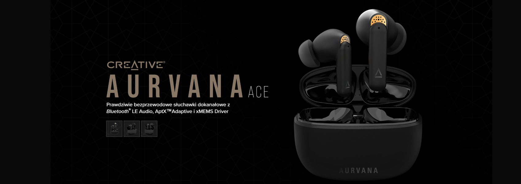 Creative Aurvana ACE belaidės ausinės juodos spalvos Bluetooth 5.3 ANC aprašymas - Prekės nuotrauka